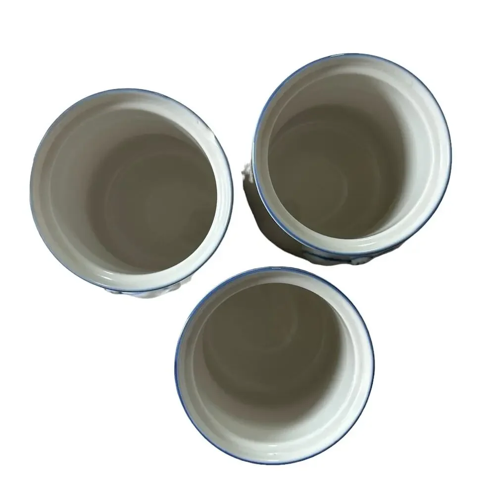 Love Space Lamanita Vintage‎ Set of 3 Spice Ceramic Jars Metal Tulip Rack